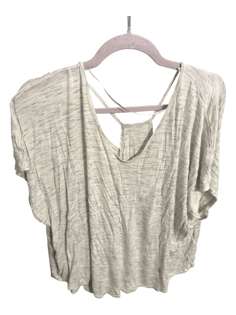 Calvin Klein Heathered Light Gray Strappy Back Short Sleeve Tee 3x soft like new